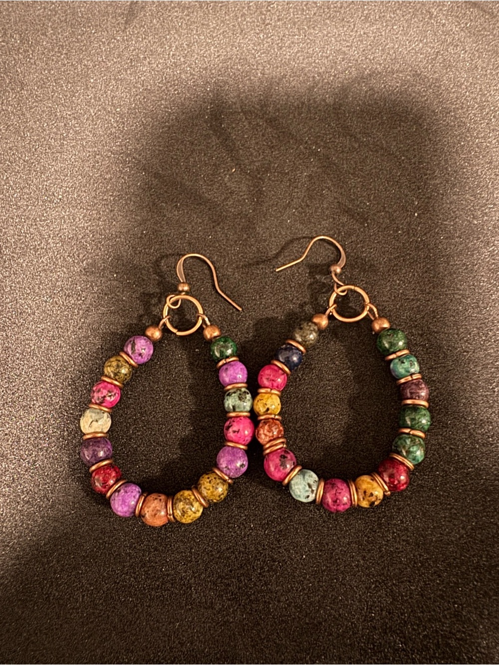 Multicolor Beaded Hoop Earrings - Women Jewelry